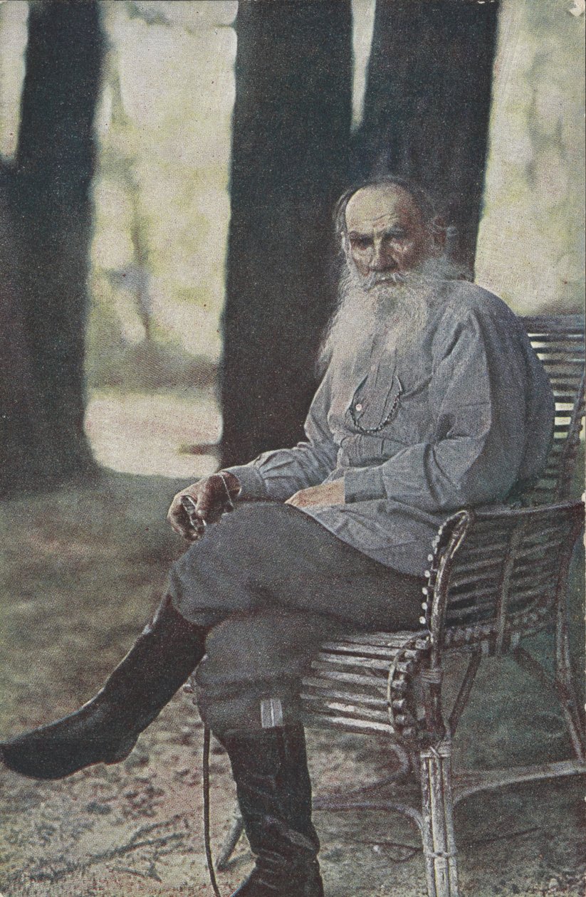 Leo Tolstoin postikortti hänen kotonaan, Jasnaja Poljana, 1905-1915 tekijältä Sergey Prokudin Gorsky