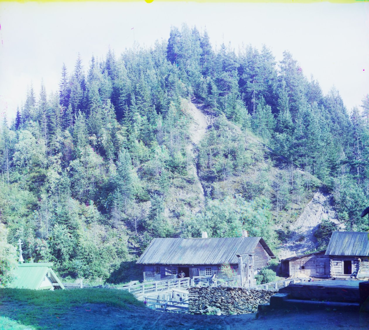 Saha Medvezhia Gorassa (Karhuvuori) Murmanskin rautatien rakentamisen aikana, 1905-1915 tekijältä Sergey Prokudin Gorsky