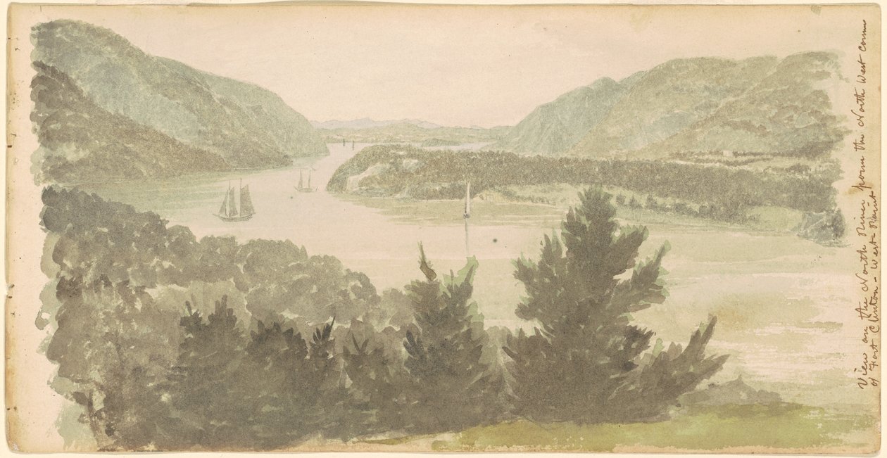 Näkymä North Riverille Fort Clintonin luoteiskulmasta - West Pointista tekijältä Seth Eastman