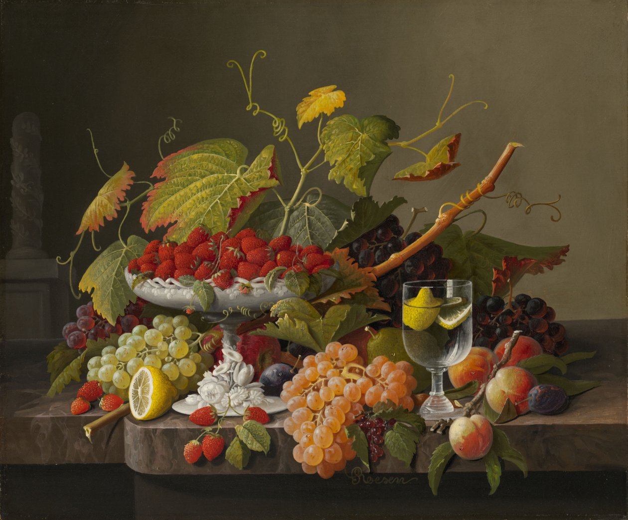 An Abundance of Fruit, n. 1860 (öljy kankaalle) tekijältä Severin Roesen