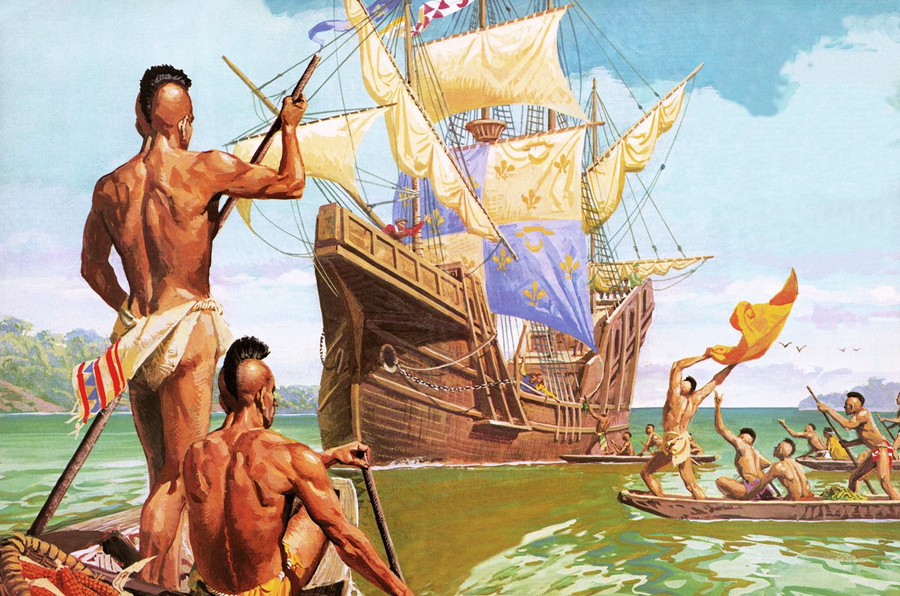 Giovanni da Verrazono, ensimmäinen eurooppalainen, joka näki New Yorkin sataman. tekijältä Severino Baraldi