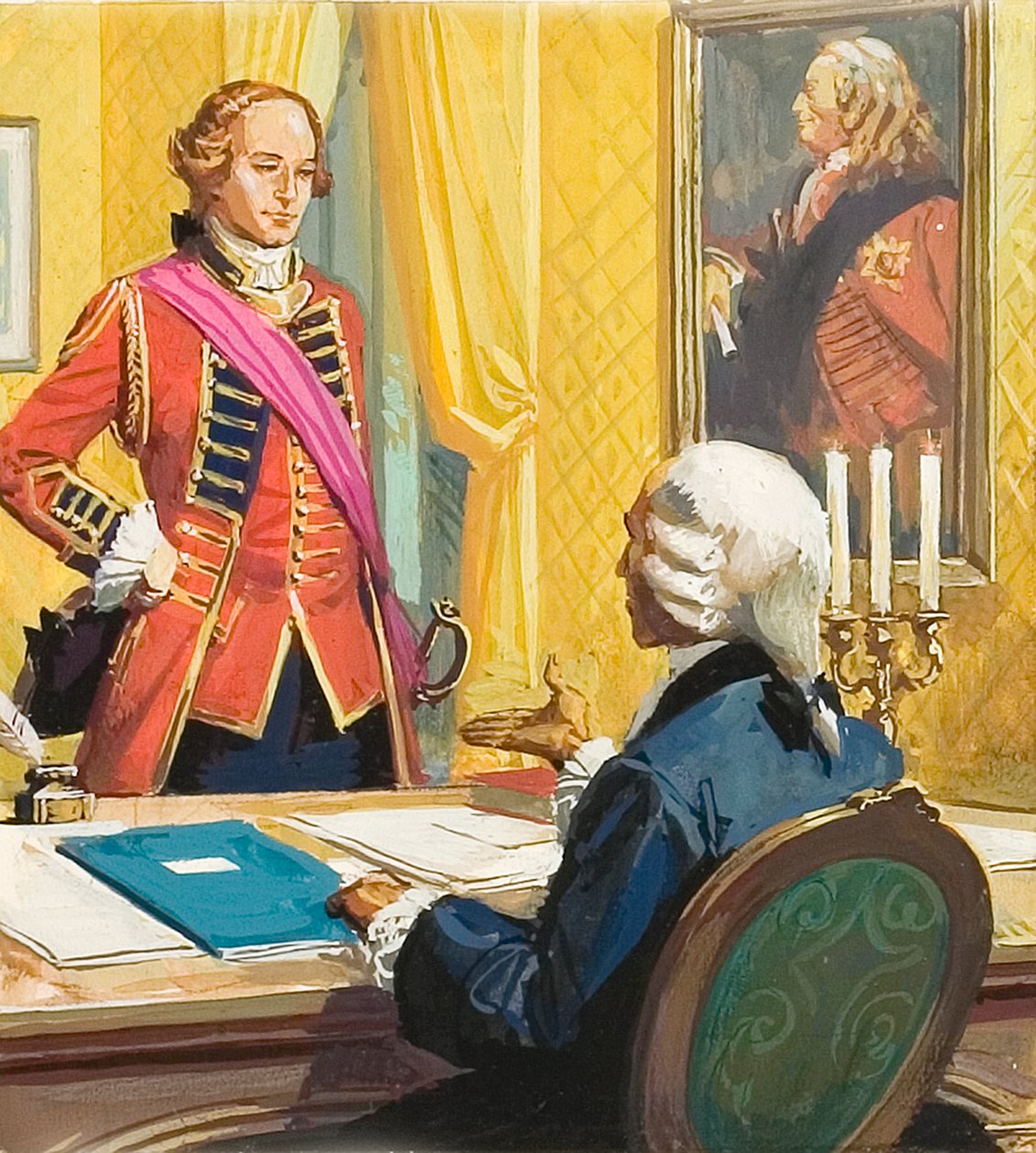 Britannian pääministeri William Pitt nimittää James Wolfen - tekijältä Severino Baraldi