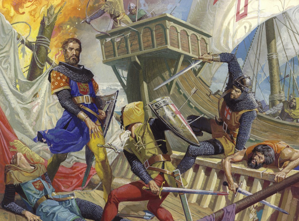 Marco Polo genovalaisen vangiksi joutuneena, 1900-luku (guassi paperille). tekijältä Severino Baraldi