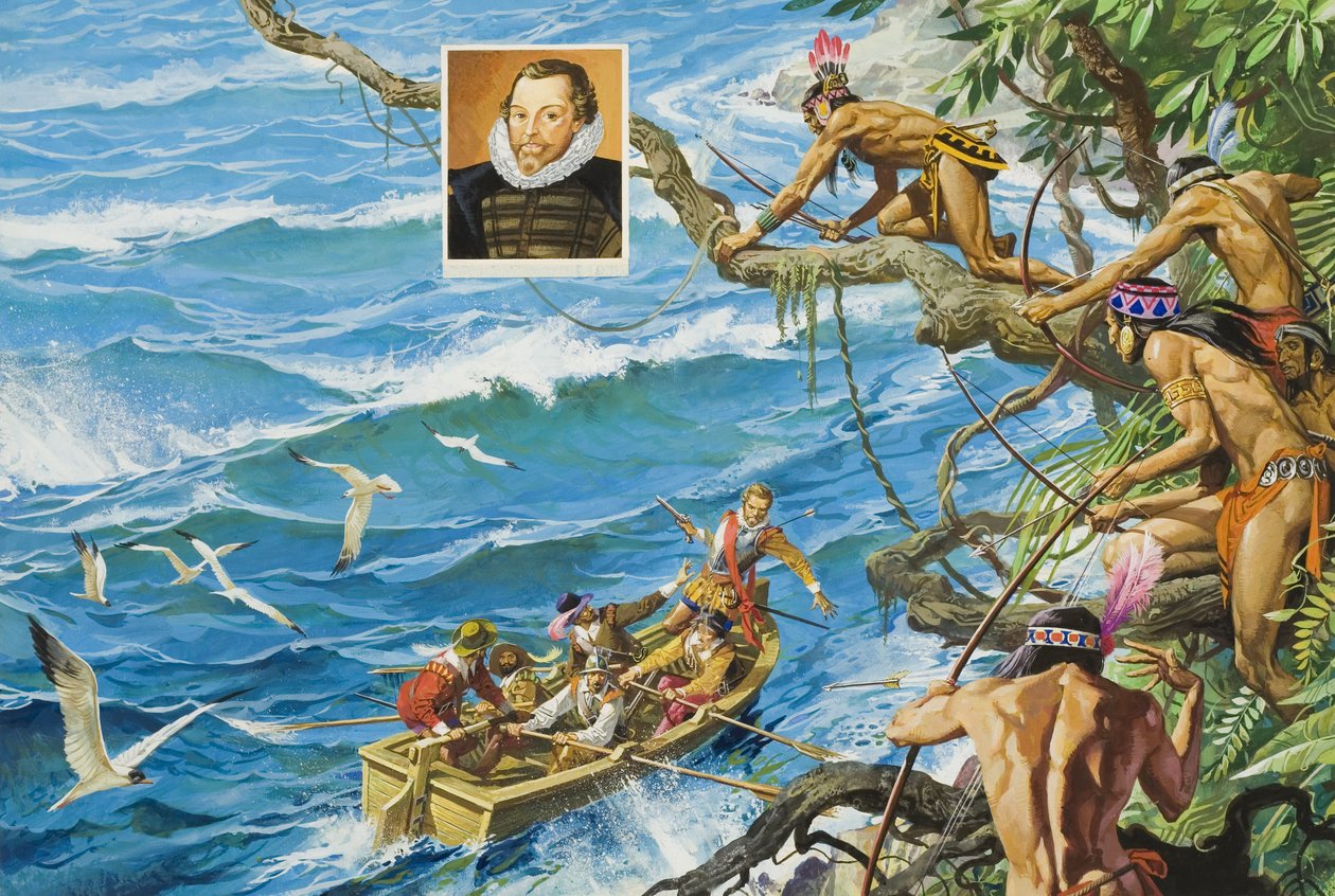 Sir Francis Drake (n.1540-96) (guassi paperille) tekijältä Severino Baraldi