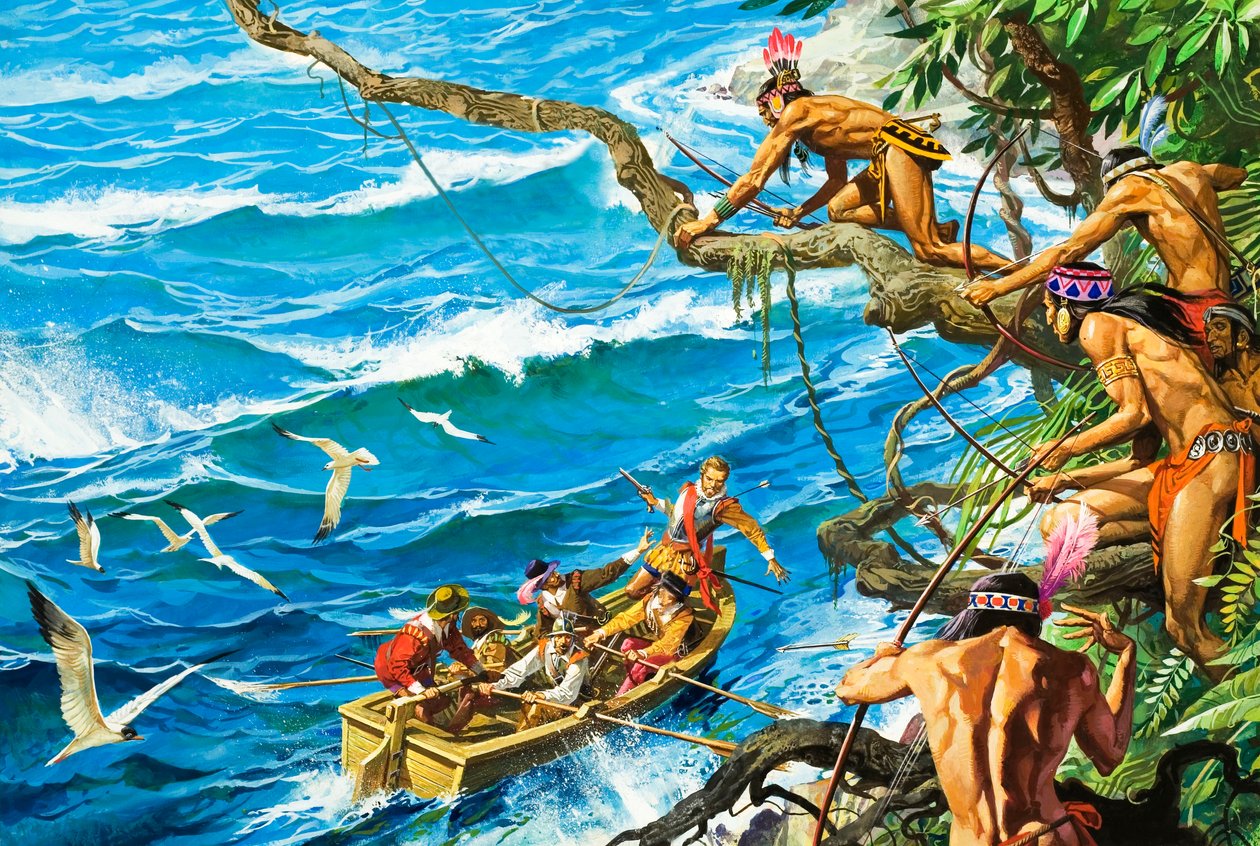Sir Francis Drake haavoittui nuolesta tekijältä Severino Baraldi