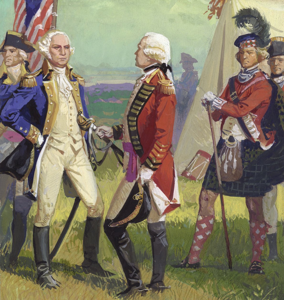 Lordi Cornwallisin antautuminen George Washingtonille tekijältä Severino Baraldi