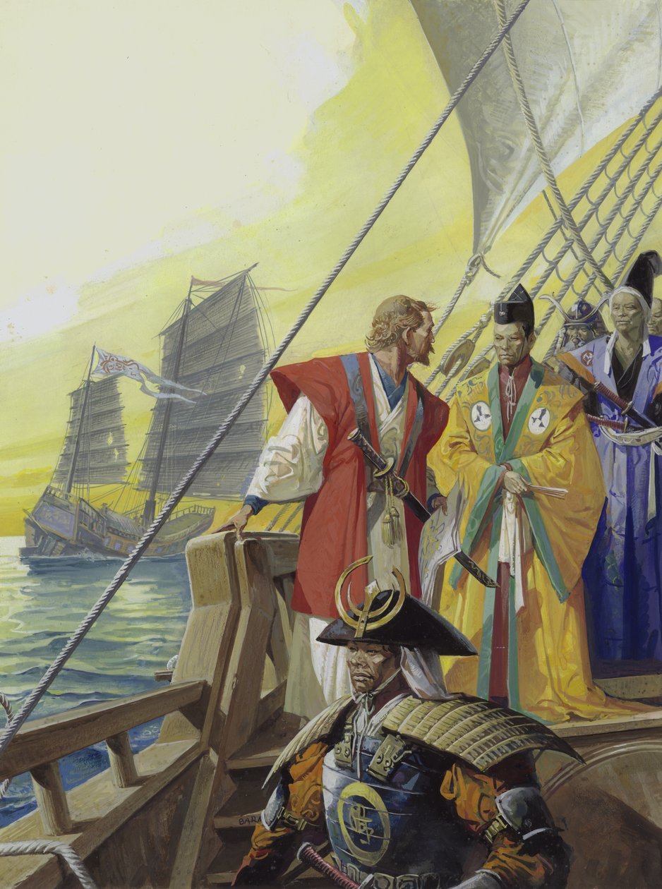 Länsimaiset laivat Japanissa (guassia paperille) tekijältä Severino Baraldi