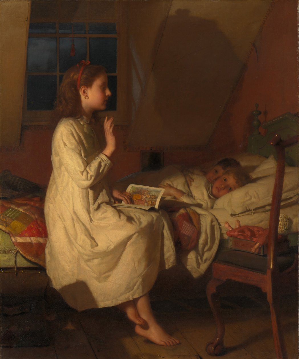 Golden Locksin tarina, n. 1870 (öljy kankaalle) tekijältä Seymour Joseph Guy