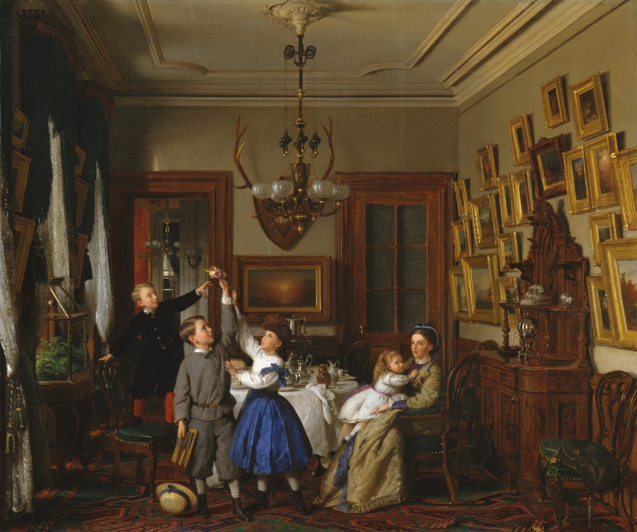 Kimppukilpailu: Robert Gordonin perhe New Yorkin ruokasalissaan, 1866. tekijältä Seymour Joseph Guy