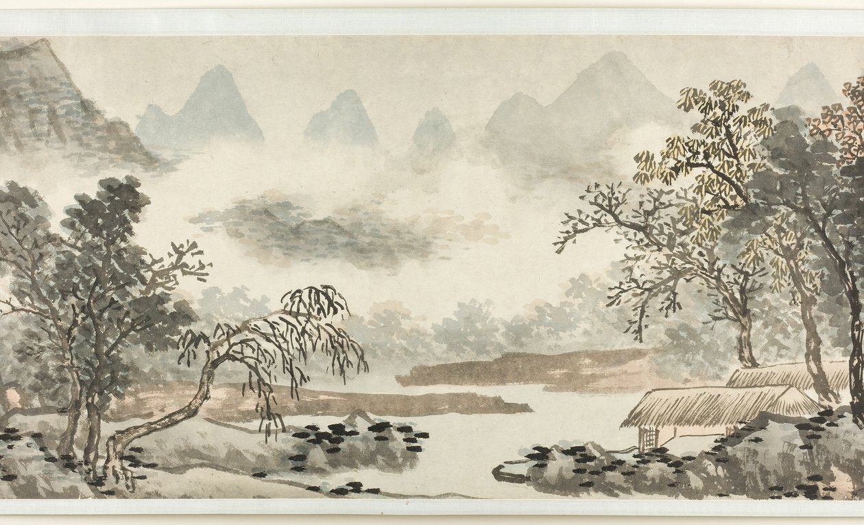 Pilvet joen yllä ennen sadetta 溪雲欲雨圖 tekijältä Shen Zhou