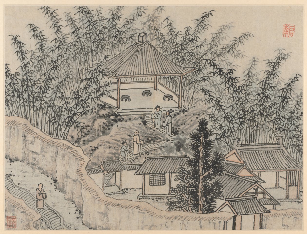 Kaksitoista näkymää Tiger Hillille, Suzhou: Bamboo Pavilion, Tiger Hill tekijältä Shen Zhou
