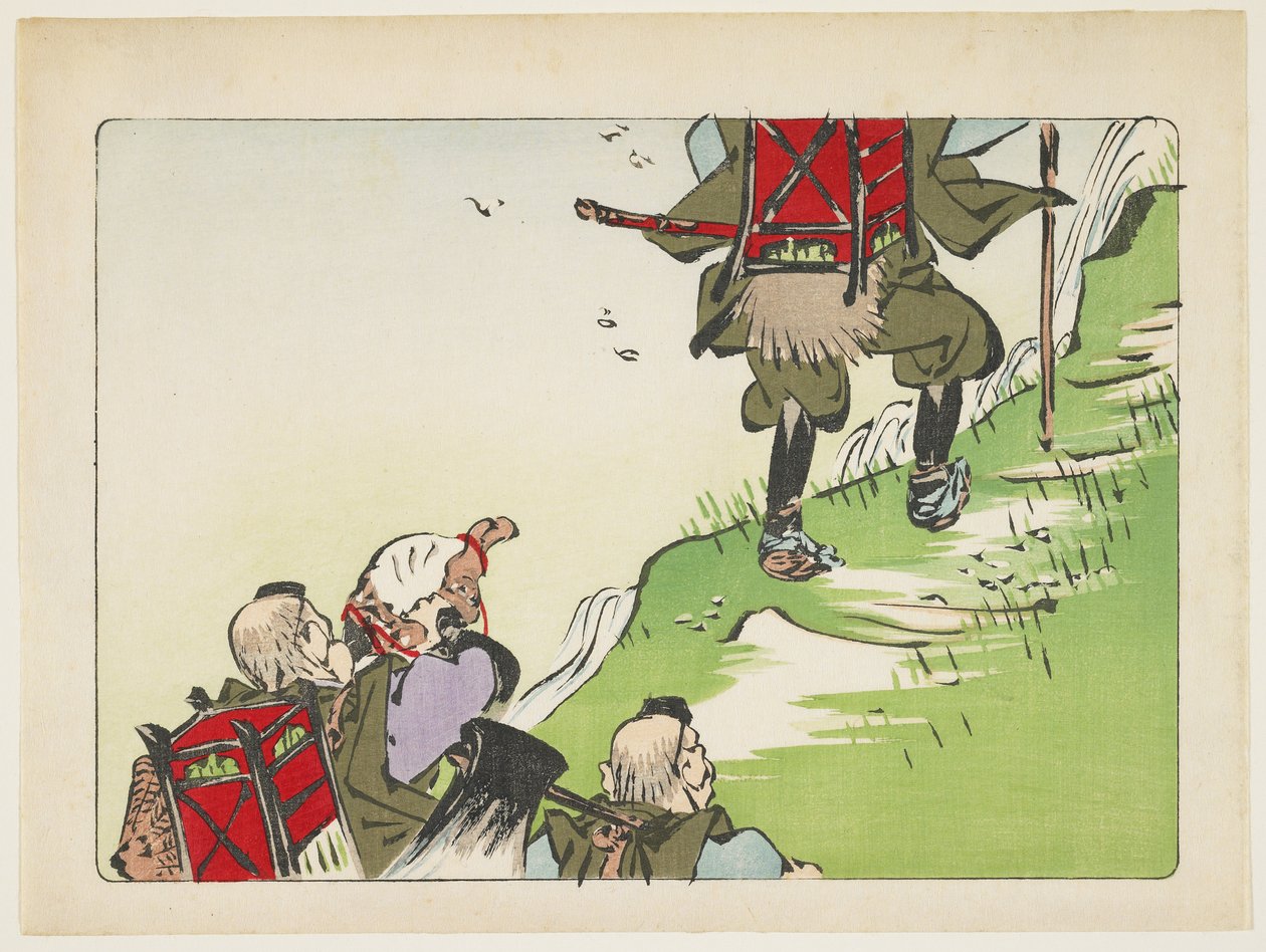 (Pyhiinvaeltajien kulkue), c. 1877 tekijältä Shibata Zeshin