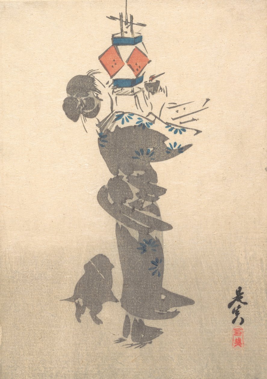Riippuvan lyhdyn sytytys Obon-juhlille, 1860, 1860. tekijältä Shibata Zeshin