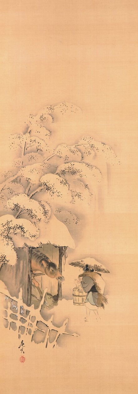 Noh-Spiel Hachinoki, eines von drei tekijältä Shibata Zeshin