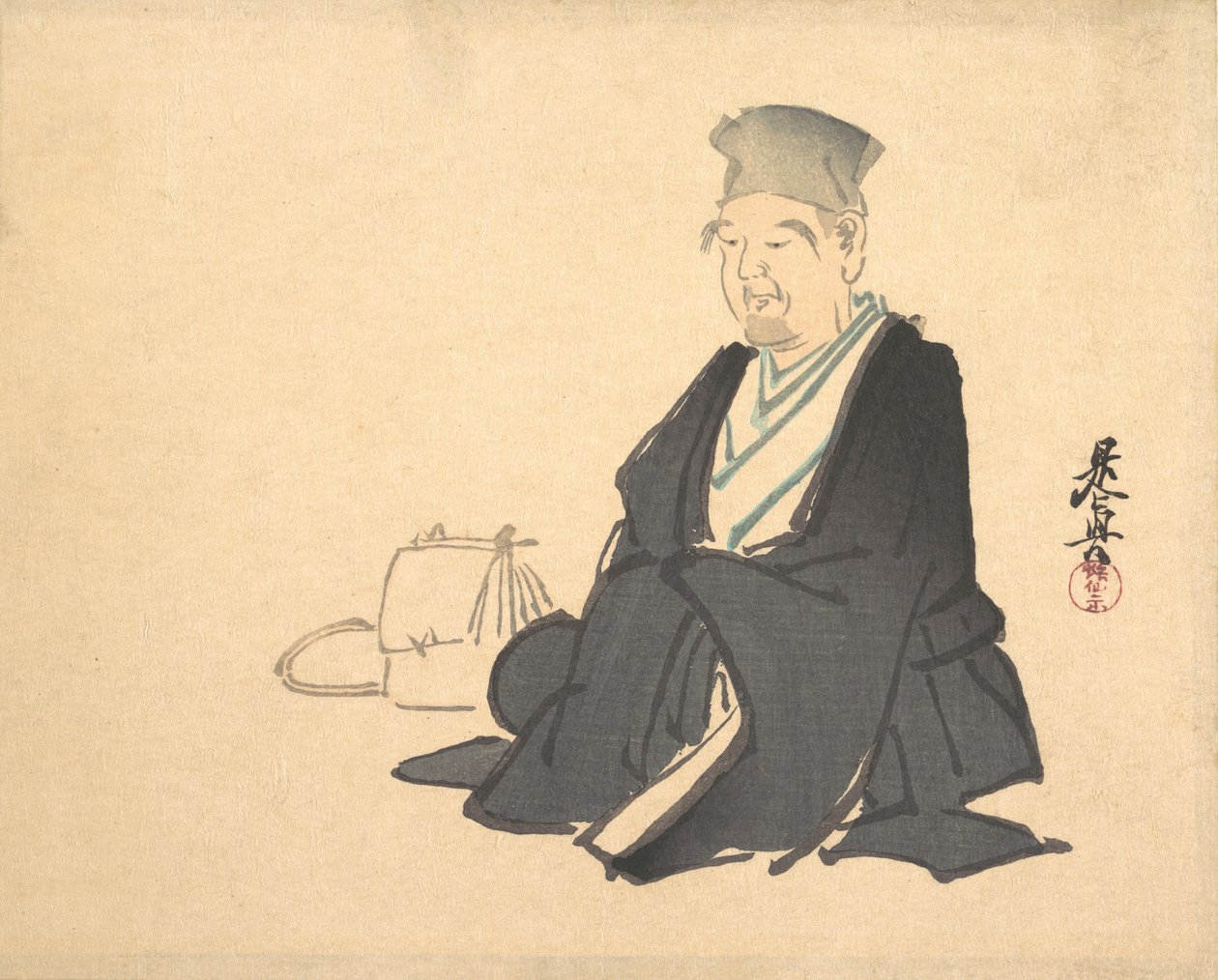Riquén muotokuva, n. 1875, n. 1875. tekijältä Shibata Zeshin