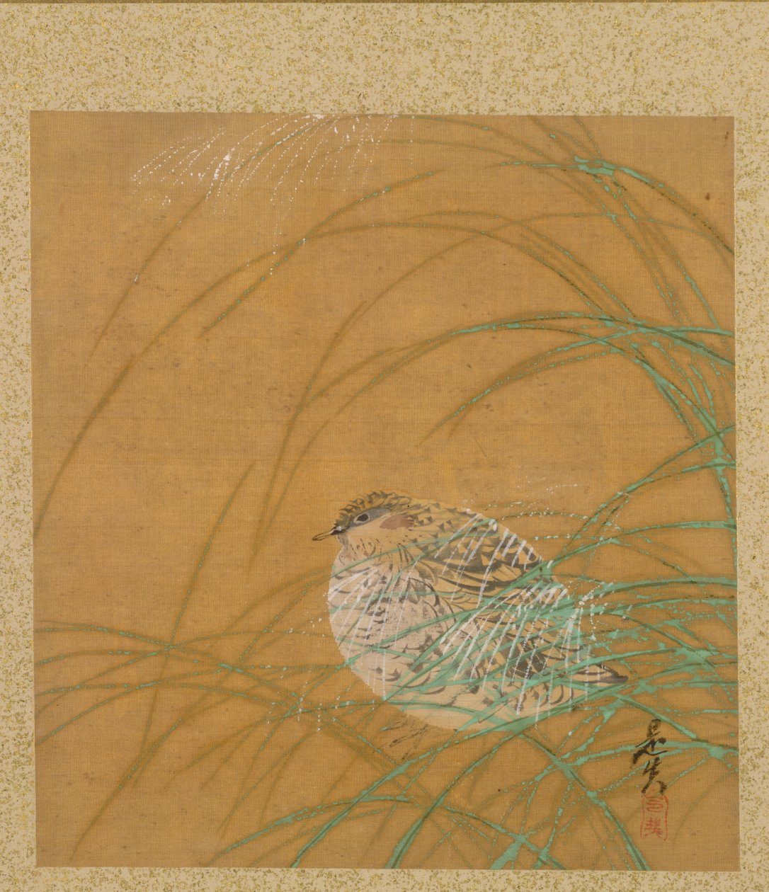 Viiriäinen ruohossa Album of Paintingilta tekijältä Shibata Zeshin