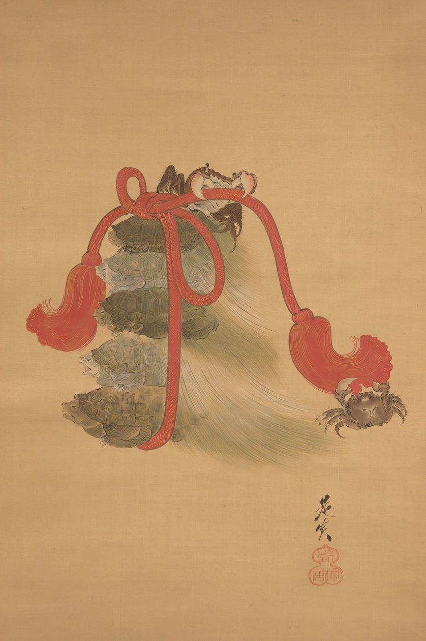 Kilpikonnat ja raput, 1800-luku. tekijältä Shibata Zeshin