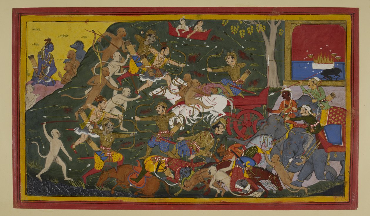 Lakṣmaṇa tappaa Indrajitin; Rāma ja liittolaiset odottavat. tekijältä Sahibdin