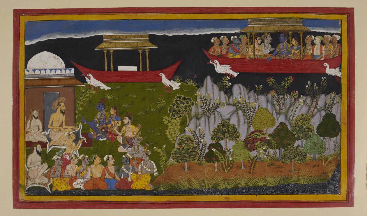 Rāma ja Sītā saapuvat Bharadvājan erakkoon päättäen neljätoista vuotta kestäneen maanpaon. tekijältä Sahibdin