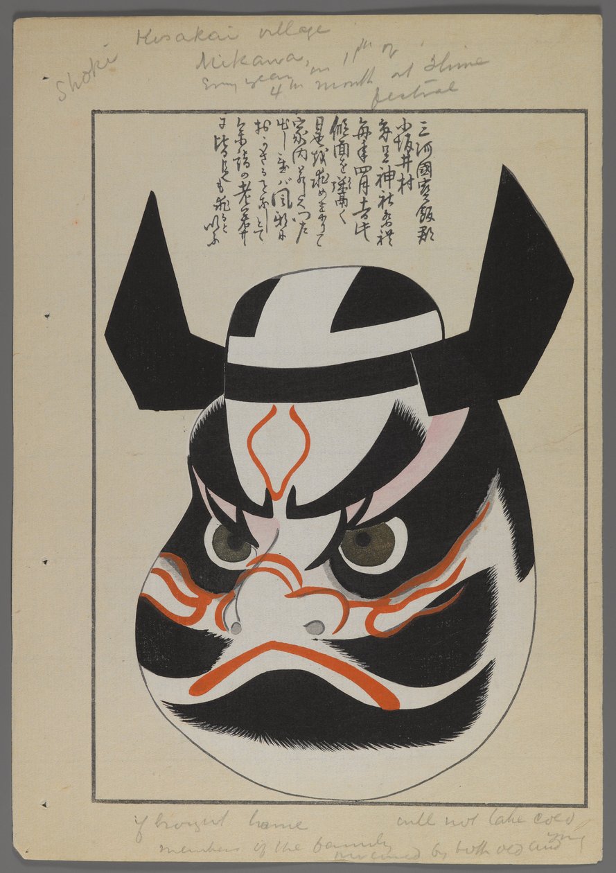 Japanilaiset lelut, Shimizu Seifun Unai no tomo (A Childs Friends), 1891-1923. Soturin naamio. tekijältä Shimizu Seifu