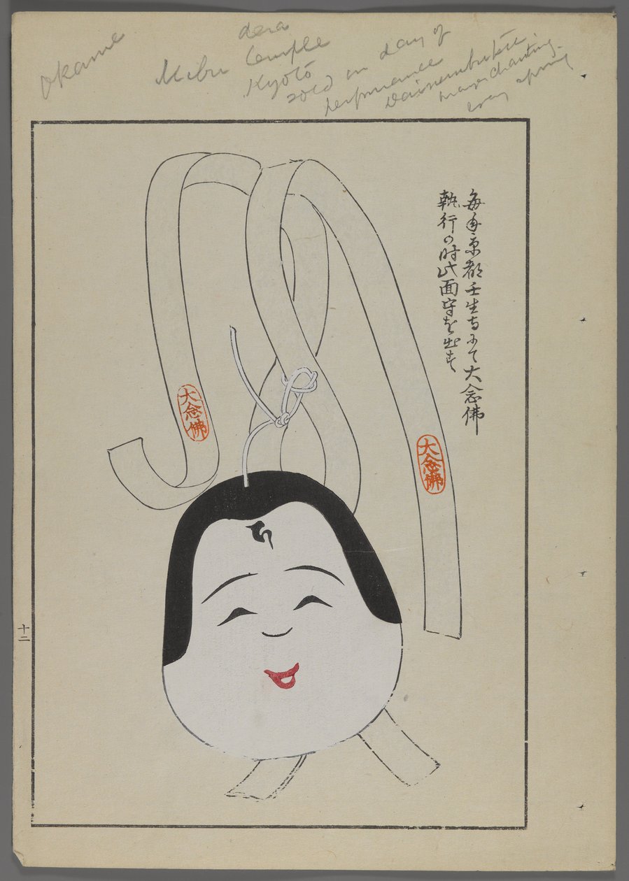 Japanilaiset lelut, Shimizu Seifun Unai no tomo (A Childs Friends), 1891-1923. Iloiset kasvot ja nauhat. tekijältä Shimizu Seifu
