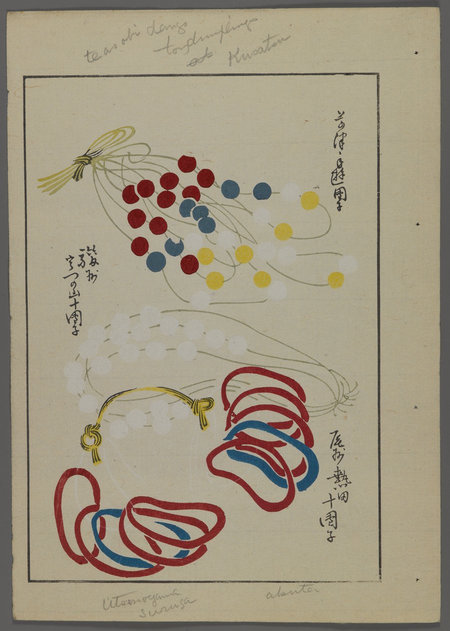 Japanilaiset lelut, Shimizu Seifun Unai no tomo (A Childs Friends), 1891-1923. Naru, silmukat, helmet. tekijältä Shimizu Seifu