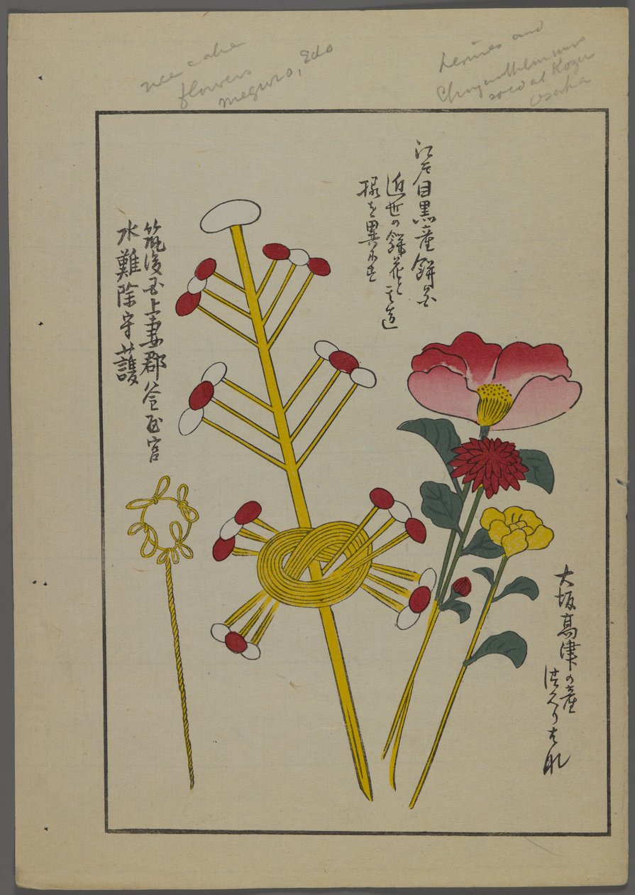 Japanilaiset lelut, Shimizu Seifun Unai no tomo (A Childs Friends), 1891-1923. Kukkia, solmua. tekijältä Shimizu Seifu