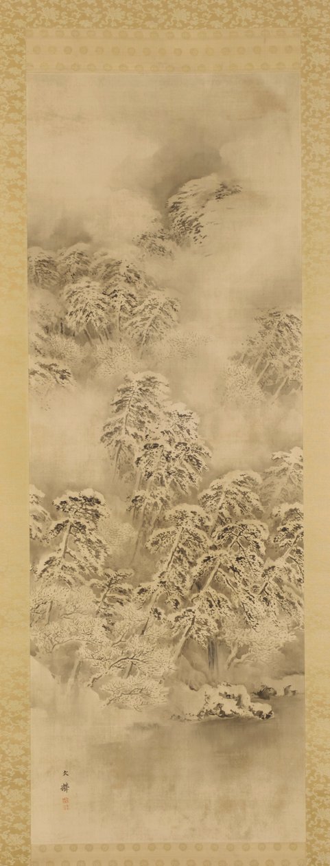 Talvimaisema, Edo-kausi tai Meijin aikakausi, n. 1865-1870. tekijältä Shiokawa Bunrin