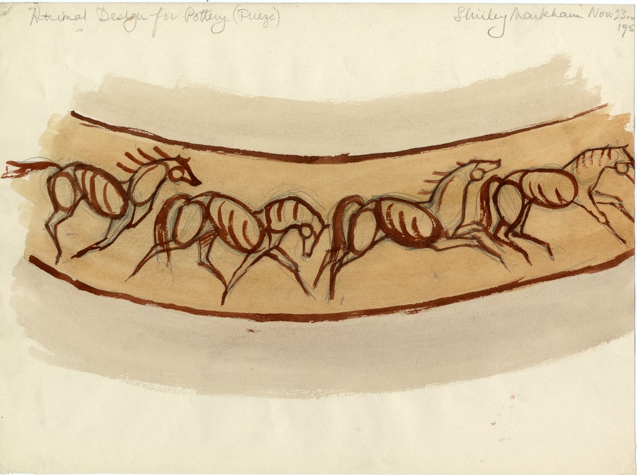 "Animal design for pottery", c1950. tekijältä Shirley Markham