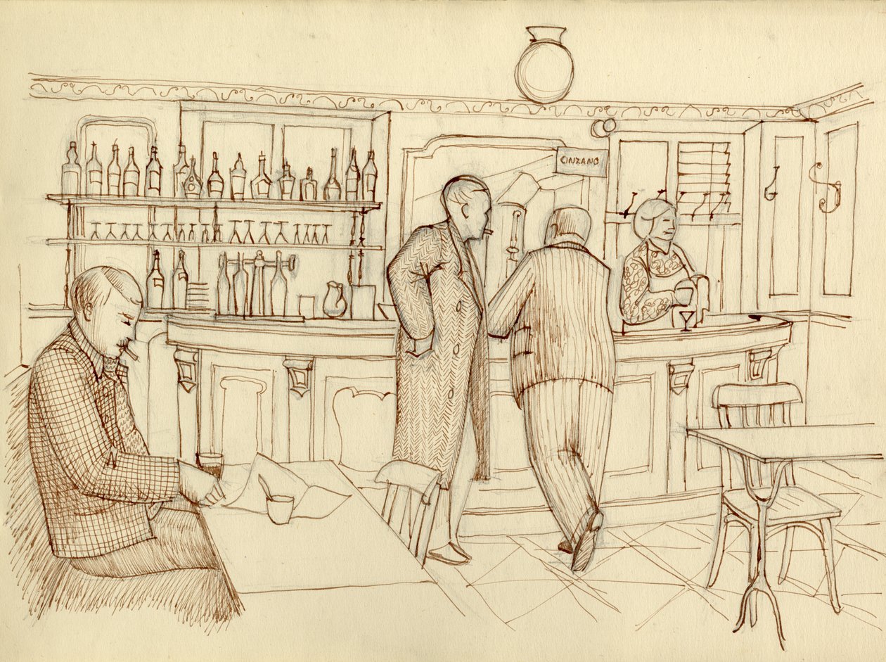 Kahvilakohtaus, Pariisi, Ranska, vuodelta 1951. tekijältä Shirley Markham