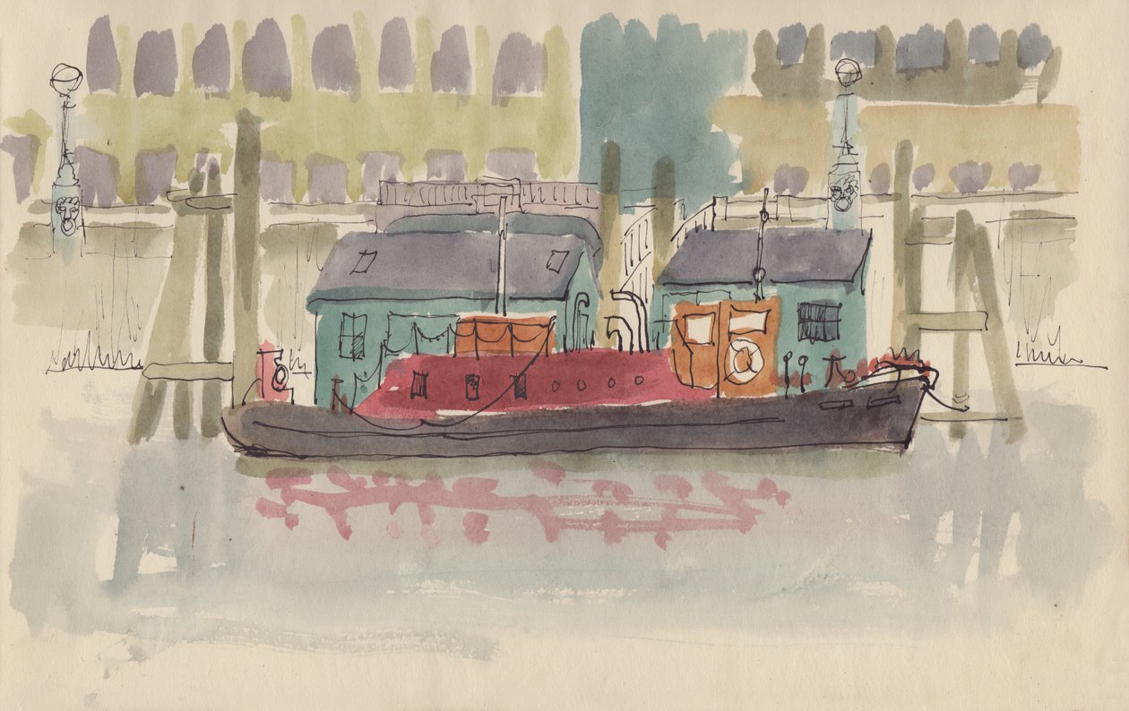 Kelluva laituri Thames-joella Lontoossa, vuonna 1950. tekijältä Shirley Markham
