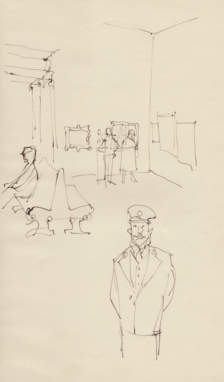 Vartija taidegalleriassa, 1950. tekijältä Shirley Markham