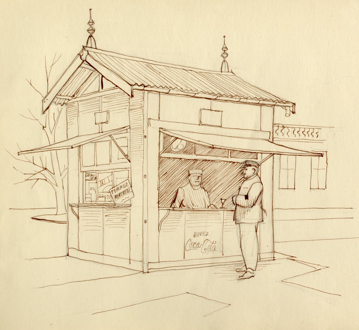 Juomia myyvä kioski, Pariisi, Ranska, v1951. tekijältä Shirley Markham