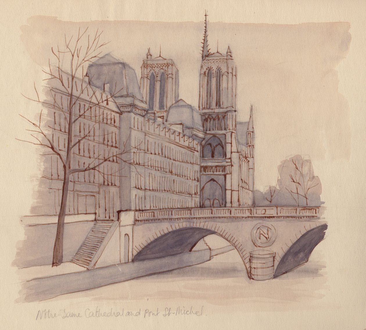 "Notre Damen katedraali ja Pont St-Michel", 1951. tekijältä Shirley Markham