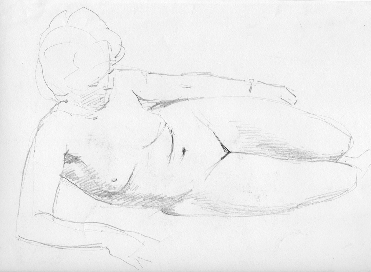 Alaston nainen makuuasennossa, v1950. tekijältä Shirley Markham