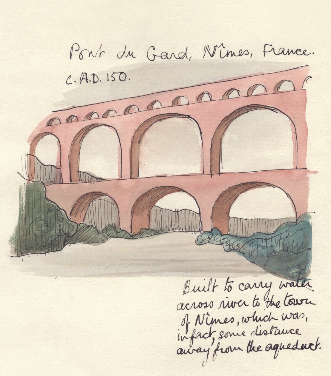 Pont du Gard, Nimes, Ranska, 1951. tekijältä Shirley Markham
