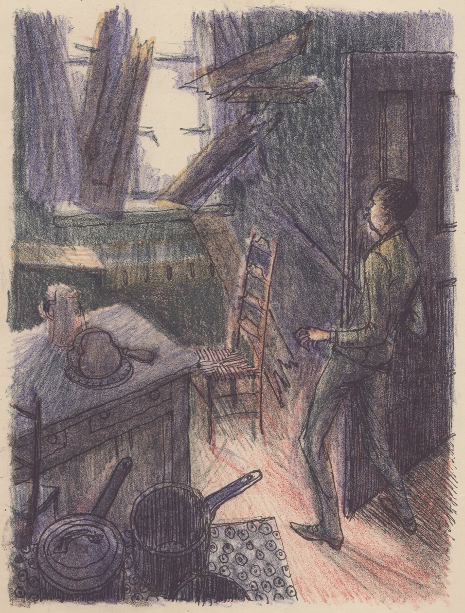 Kohtaus elokuvasta Näkymätön mies: ikkunan rikkoutuminen, 1953. tekijältä Shirley Markham