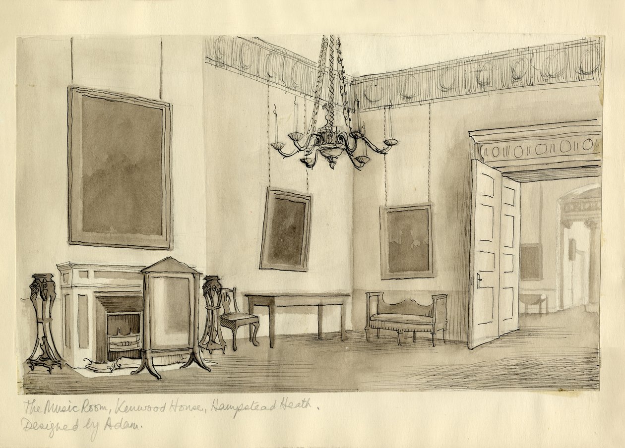 "Musiikkihuone, Kenwood House, Hampstead Heath", vuodelta 1950. tekijältä Shirley Markham