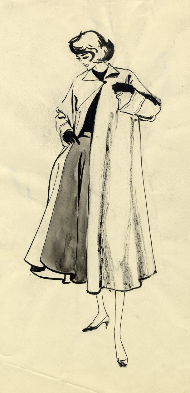 Nainen takissa ja hameessa, n. 1950. tekijältä Shirley Markham