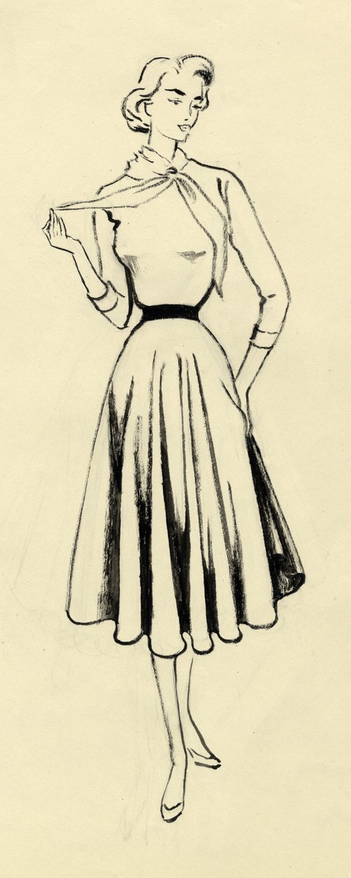 Nainen puserossa ja hameessa, n. 1950. tekijältä Shirley Markham