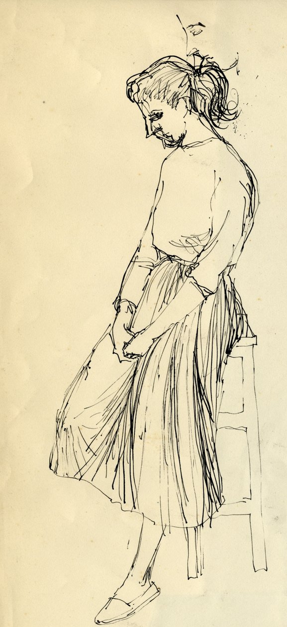 Nainen istuu jakkaralla, 1950. tekijältä Shirley Markham