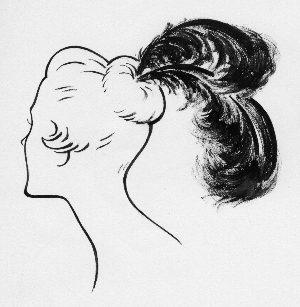 Nainen strutsin höyhenillä, v. 1950. tekijältä Shirley Markham