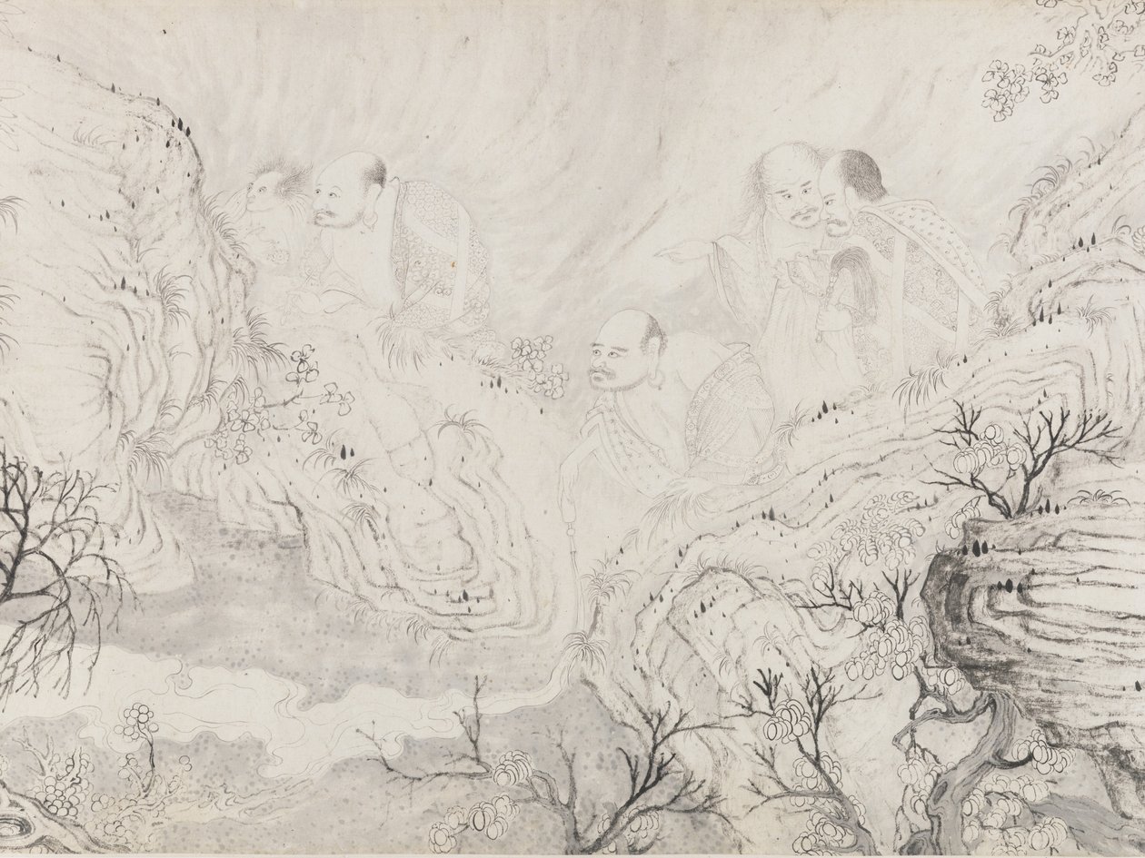 Kuusitoista Luohania, päivätty 1667. tekijältä Shitao