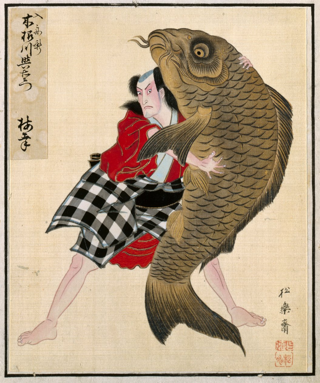 Lehti näyttelijämuotokuva-albumista, c. 1790-1810. tekijältä Shorakusai