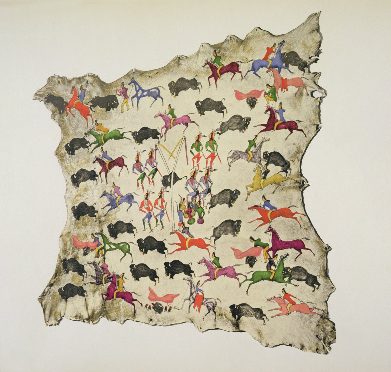 Buffalo metsästys (pigmentti hirven iholla) tekijältä Shoshone Katsikodi School
