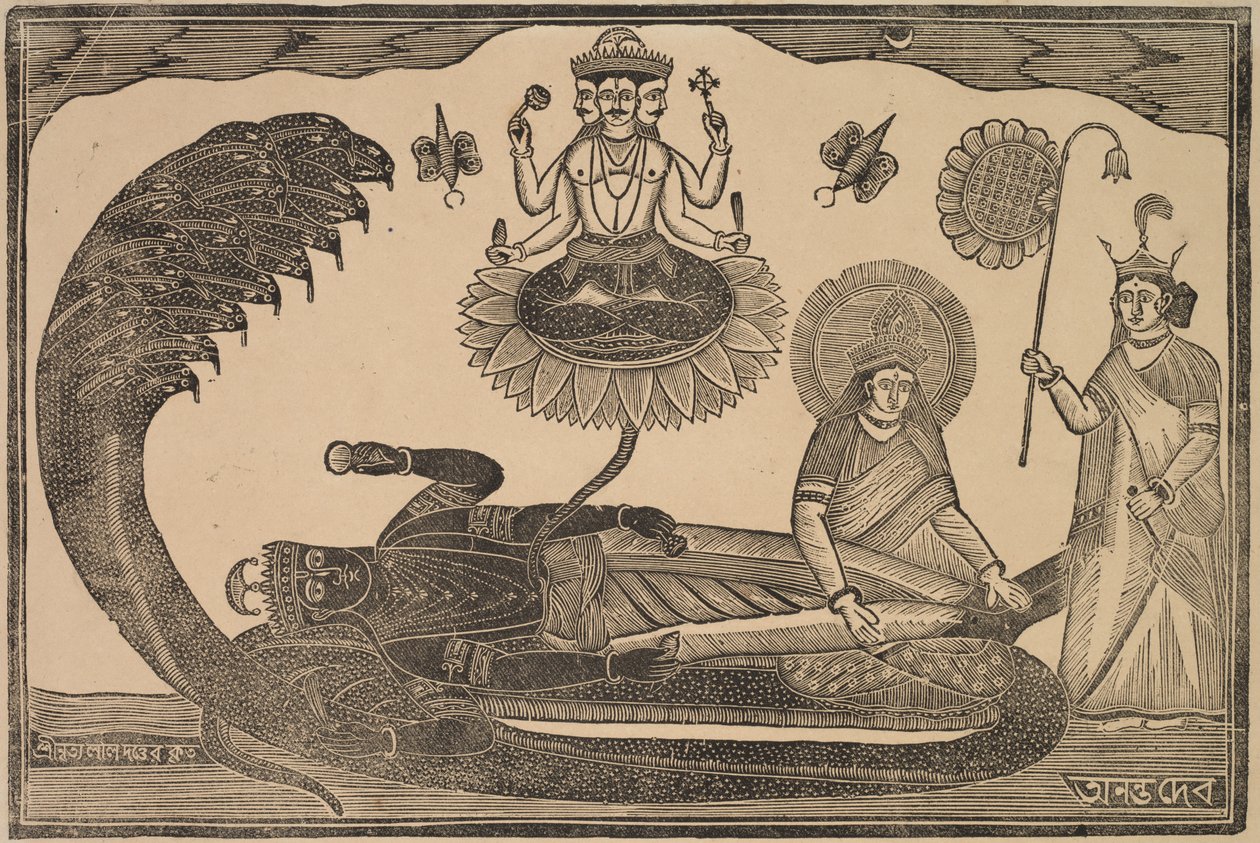 Anantasayan (Vishnu makaa käärme Anantan päällä) tekijältä Shri Gobinda Chandra Roy