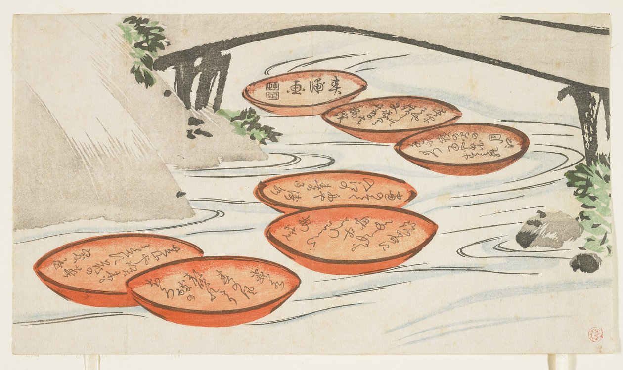 Sakekupit joessa, n. 1854-1859 (värillinen puupainatus) tekijältä Shumpo