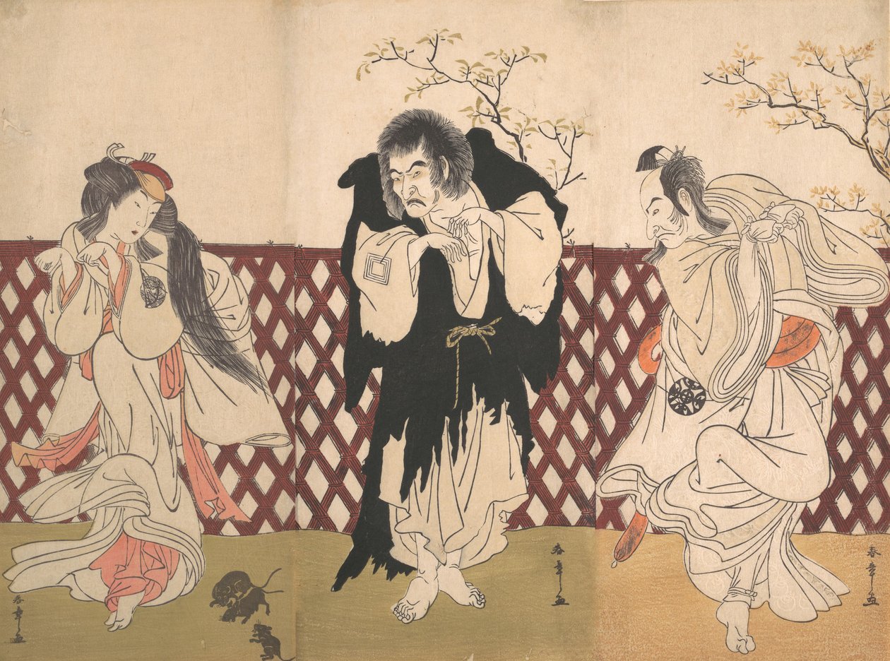 Ichikawa Danjuro IV Mongakun munkkiroolissa näytelmästä Hana-zumo Genji-biki, 1775. tekijältä Shunsho