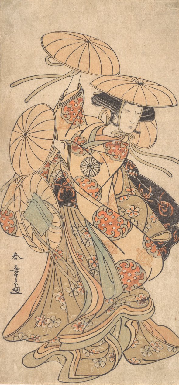 Kabuki-näyttelijä Nakamura Tomijuro I naistanssiroolissa, n. 1777. tekijältä Shunsho
