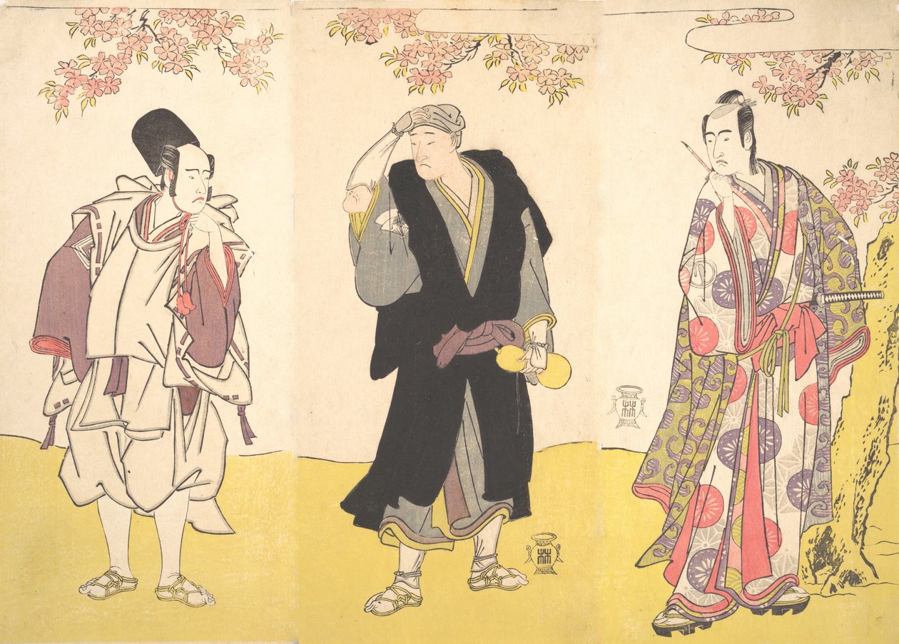 Kabuki ac ja rs Yaozo Ichikawa hyvä, apulaislääkäri Matsu Onoe, luonnos Sawamura Sojuro hyvä, 11. kk, 1786. tekijältä Shunsho